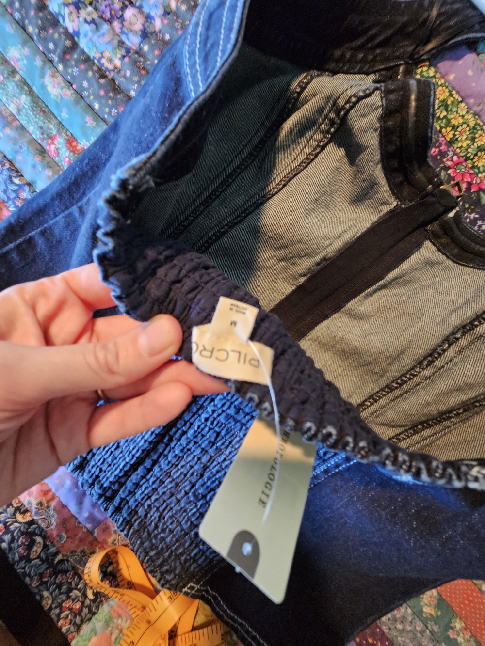 Pilcro Denim Halter Zip-Front Tank Top in Dark Blue - Picture 4 of 6